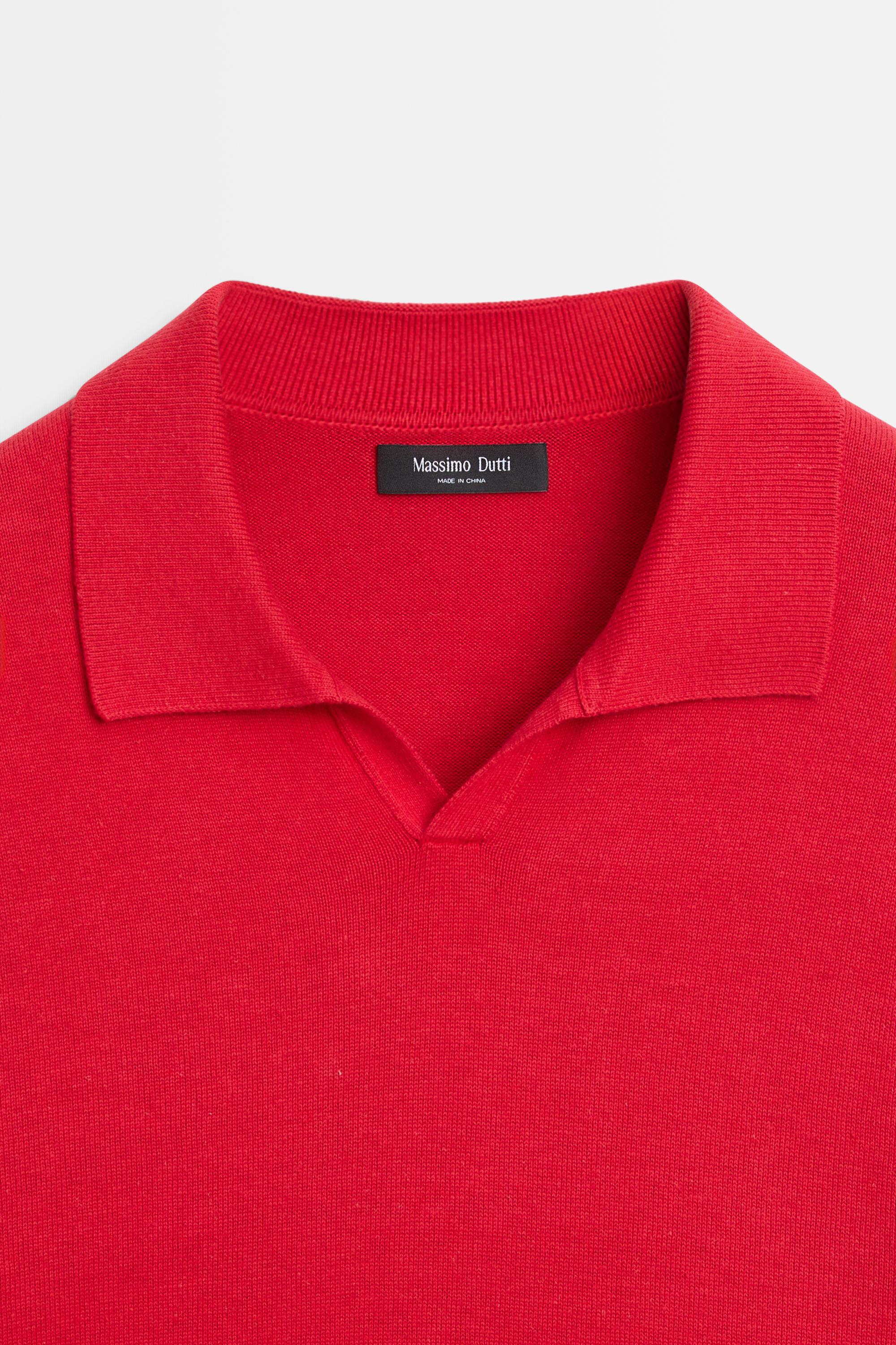 Cotton blend V-neck polo shirt